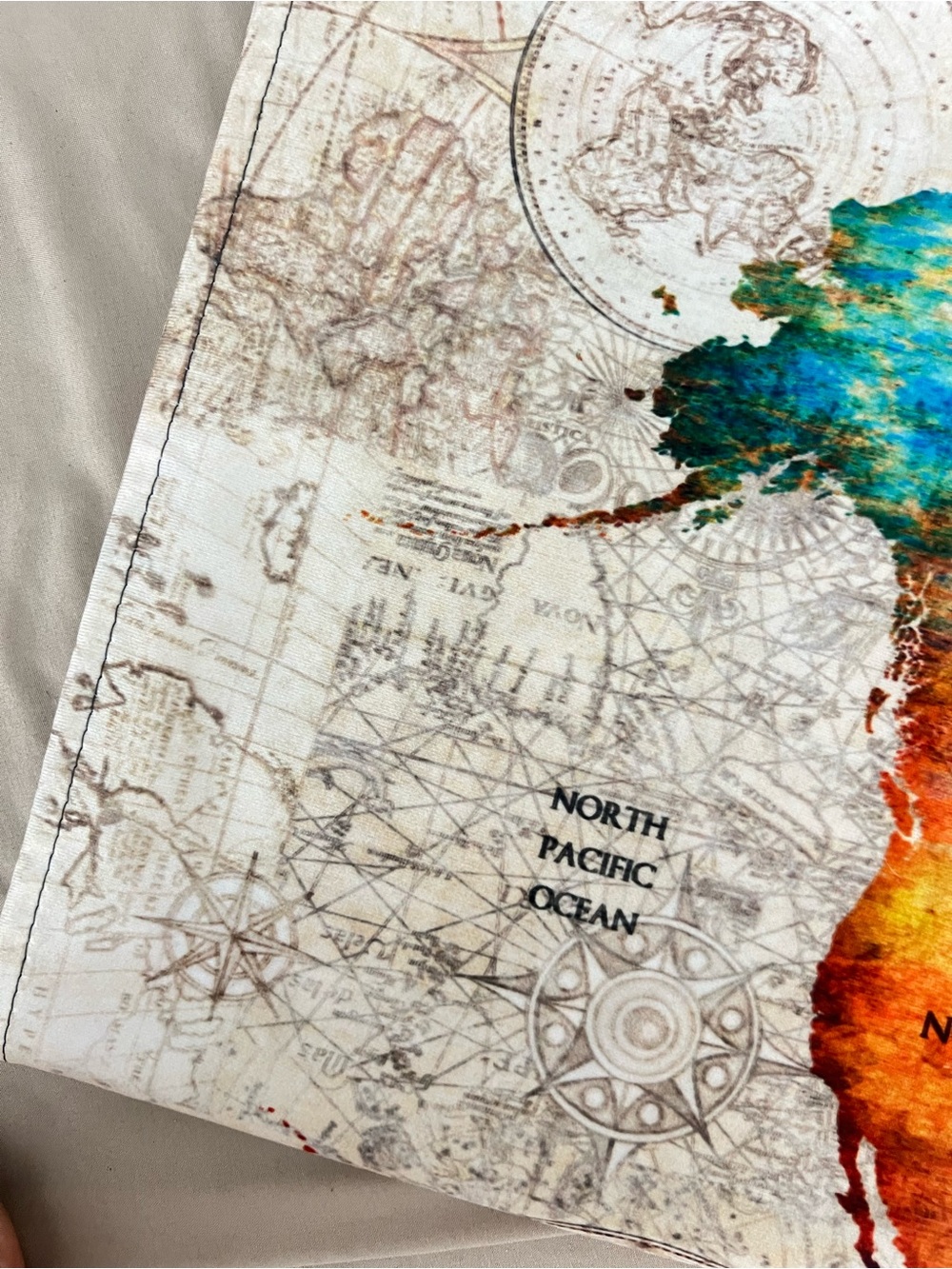 World Map Fabric Wall Tapestry in Multicolor - Picture 9 of 10